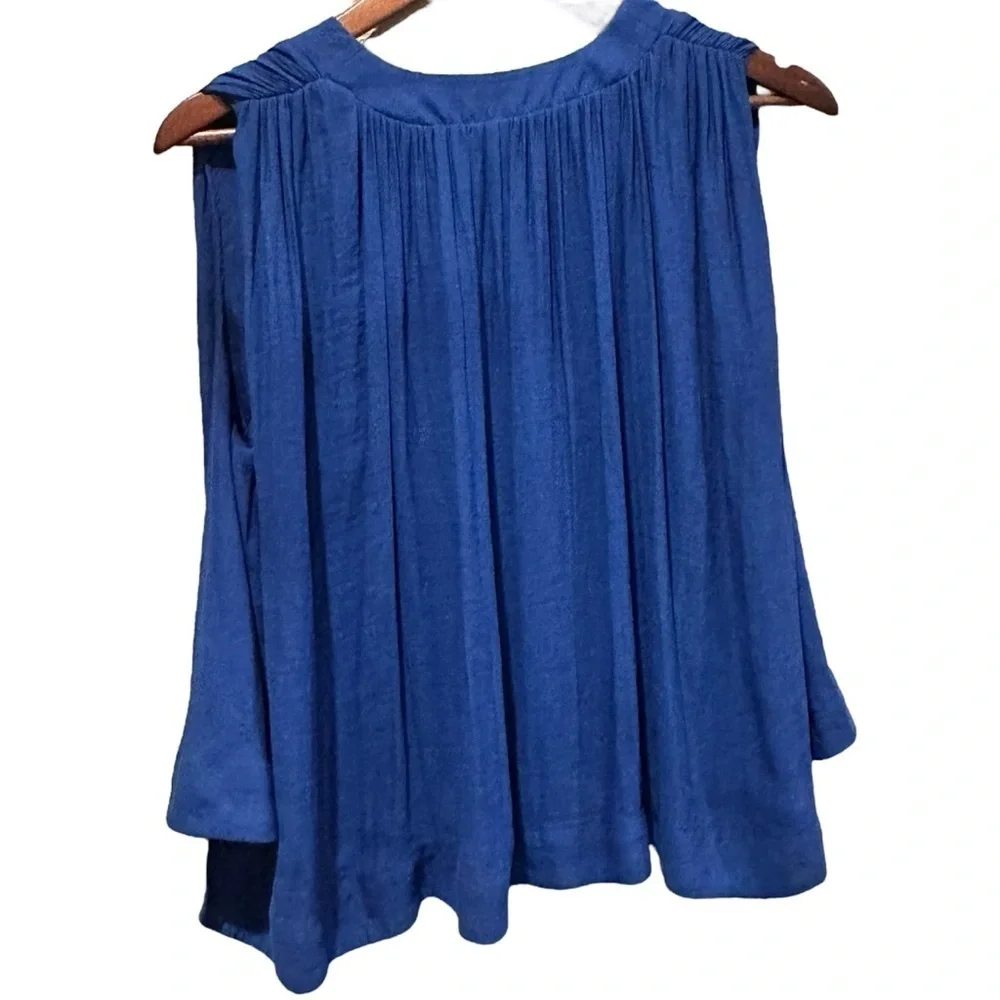 Free People Darcy Cap Tank Top Womens XS Extra Small Cobalt Pleated Back Blouse